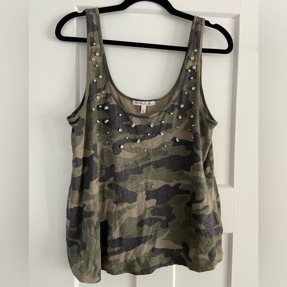 Express Tops - Express Camouflage Tank Top with Gem Accents